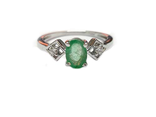 Juhi Jewels Natural Emerald Ring Emerald Solitaire Ring 5x7 mm Oval 1 Ct Emerald Promise Ring Emerald Anniversary Ring May Birthstone Ring (6)
