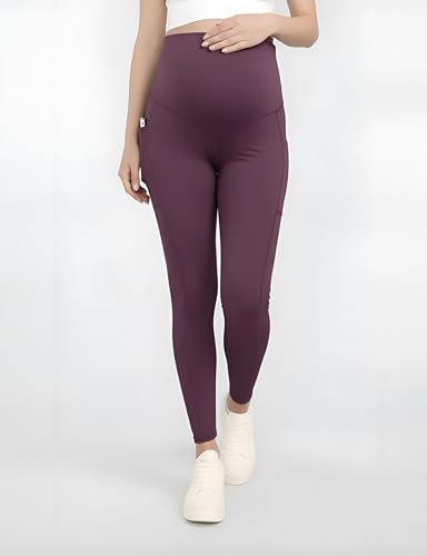 Image of Motherhood Maternity Women's Over the Belly Workout Activewear Pregnancy Leggings with Pockets