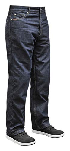 Bilt Iron Workers Mercury Protective CE Armor Aramid Fiber Relaxed Fit Denim Street Bike Motorcycle Riding Jeans - Dark Blue 30