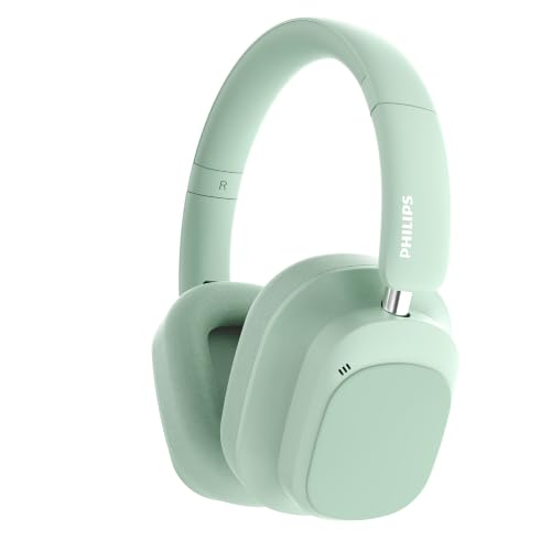 Image of PHILIPS TAH6550 Bluetooth Wireless Over-Ear Headphones with 3 Mics, 60 Hours Battery Life, 40mm Drivers, Bluetooth 5.3, Dual Pairing, USB-C Charging, AUX Connectivity, Green