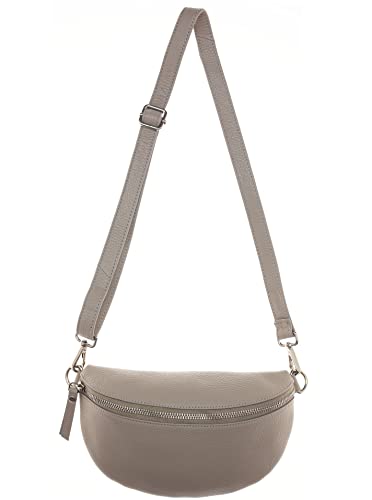 Zwillingsherz Bauchtasche mit Reißverschluss 100% Echtleder – Hochwertige Damen Crossbag klein und elegant - Schultertasche Bauchtasche