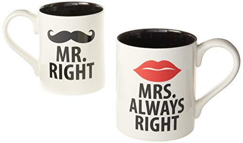 Juego de 2 mugs de cerámica Enesco Our Name is Mr. Right miniatura 1
