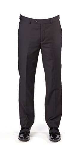 Slim Fit Tuxedo Pants Flat Front No Pleats Black Side Line AZAR3
