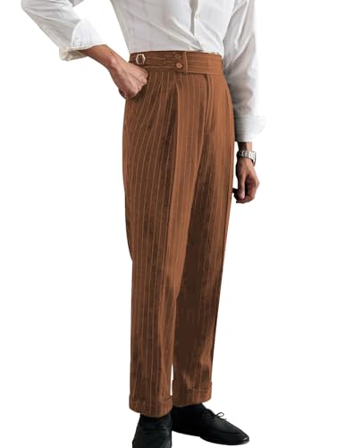 Men's Striped Pant Silm Fit Pinstripe Suit Pant Formal Business Classic Dress Pants for Work
