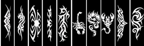 10 Blätter Tribal Tattoo Schablonen Drache Tattoo Vorlagen Skorpion Tattoo Schablone für Air Brush Tattoos