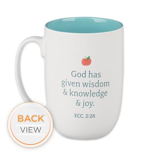 Image of Christian Art Gifts Floral Ceramic Coffee Mug - 15 oz. Microwave and Dishwasher-safe Inspirational Scripture Coffee and Tea Mug for Teachers with Bible Verse: World's Best Teacher - Ecclesiastes 2:26
