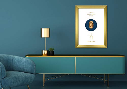 Affiche astrologie Vierge dorée idée cadeau anniversaire A4