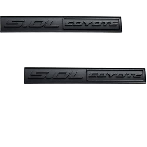 Image of 2PC 5.0L Coyote Emblem Decal Car Engine Letters Decal Plating Badge 3D Metal Style Fit for F150 5.0L Engine Truck Black