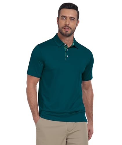 Image of ZITY Golf Shirts for Men Short Sleeve Moisture Wicking Solid Performance Designed Print Collared Casual Polo Shirt