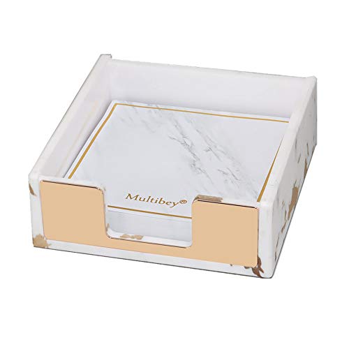 Multibey Sticky Note Holder Memo Card Paper Pad Dispenser Office Desk Accessories Organizer Marble White N Gold Texture, Type2