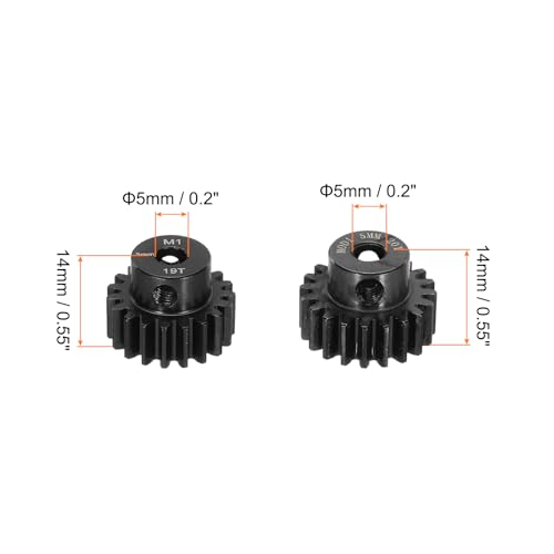 Image of DMiotech M1 19T 20T Steel 5mm Hardened Pinion Motor Gear for RC Car Brushed Replacement Brushless Motors, RC Applications with 2 Pcs Screws & Hex Spanner for DIY RC Boat Drone