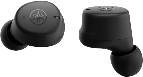 YAMAHA TW-E3C True Wireless Earbuds with Ambient Sound, Clear Voice Calling, & Gaming Mode (Black), Small