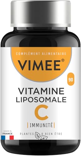 Vitamine C Liposomale Vimee - Acide L-Ascorbique Haute Absorption - Complément Alimentaire Immunité, Energie, Stress - 90 Gélules de 400 MG - 90 Jours