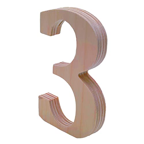 Thick 4” Tall Wooden Number 3 – 1/2” Thick Baltic Birch – Paintab...