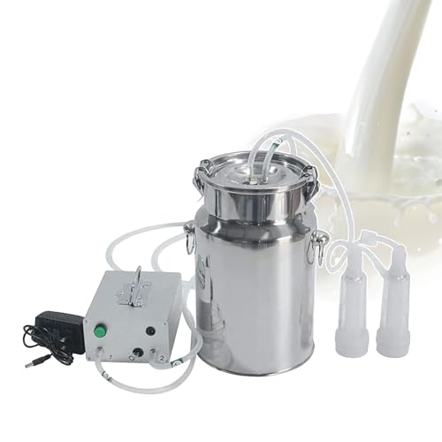 Mungitrice elettrica a pompa per vuoto per mucche e capre con tettarelle e secchio per latte in acciaio inox