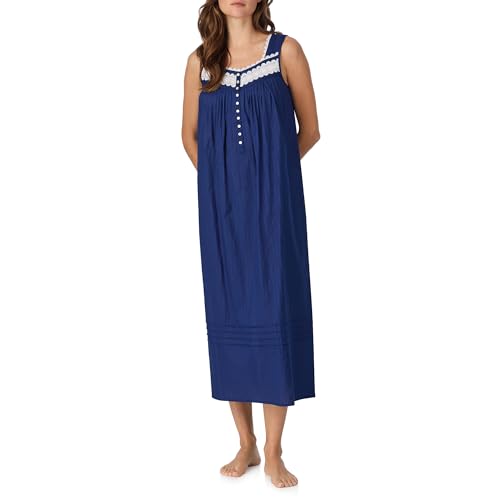 Image of Eileen West Sleepwear & Loungewear for Women - Dobby Stripe Collection - 100% Cotton Lightweight Breathable Long Nightgown