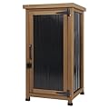 Outdoor Storage Cabinet Waterproof with Metal Top, Wooden Potting Bench Table Tool Organizer with Adjustable Shelf for Patio Backyard Garden