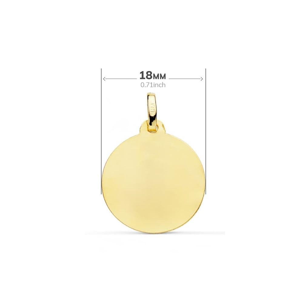 Medaglia di Sant'Elena in oro 18 carati, 18 mm, finitura opaca, lunetta liscia. Incisione inclusa nel prezzo - Personalizzabile - INCISIONE INCLUSA NEL PREZZO