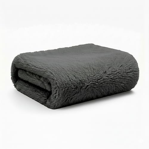 Lista de Cobertores Coppel los más recomendados. 45 Bluelander Cobija Afelpada de 129 * 189 cm, Color Gris Oscuro, para Cama o Sofá, Manta Ultrasuave, Esponjosa y Transpirable, Calidad Premium