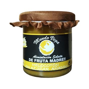 Mermelada de FRUTA MADRE 165gr Mundo Vega Artesana MELOCOTÓN SIN AZÚCAR AÑADIDO (Pack 3 uds)