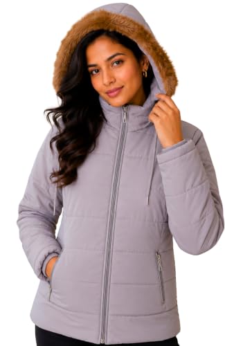 Image of SANE ORIGINALS Winter Jacket for Women with Detatchable Hoodie Cap || Lightweight Full Zipper Regular Fit Warm Jacket for Ladies