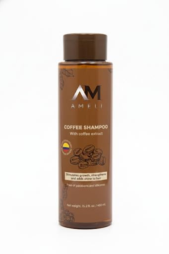 AM AMELI Coffee & Cafe Caffeine Shampoo 15.2 Oz - Revitalizing Shampoo for Hair Growth & Thinning Hair - Alopecia Care with Coffee & Cafe Extract - Fuller, Stronger Hair