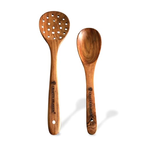 Image of Wooden Cooking Spoons Utensils, Sheesham Wood (Set of 2 A)