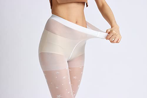 Image of Sahabowi Women Tights, Female Sheer High Waist Pantyhose, Vintage Control Top Stockings