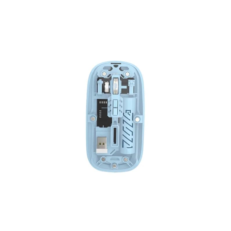Image of PowerHaus Transparent Wireless Mouse, Dual Mode (Bluetooth + 2.4GHz), 1600 DPI, Silent Click, 5 Buttons, Type-C Rechargeable, Ergonomic Mouse for Laptop and PC | Blue