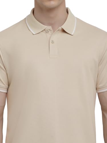 Image of Deniklo Men's Super Soft Half Sleeve T-Shirt | Regular Fit Solid Polo T Shirt for Men | Cotton Rich with Button Down Closure Type for Men |Rib Collar Polo T Shirt | Branded Polo T-Shirt for Men's