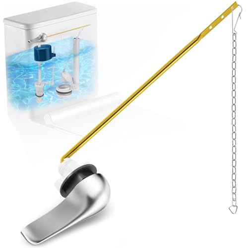 Toilet Handle Replacement Kit - American Standard Toilet Flush Handle Replacement, Universal Front Mount toilet lever bowl handle flusher arm tank replacement kit, Metal &Brass Toilet arm Lever &Chain