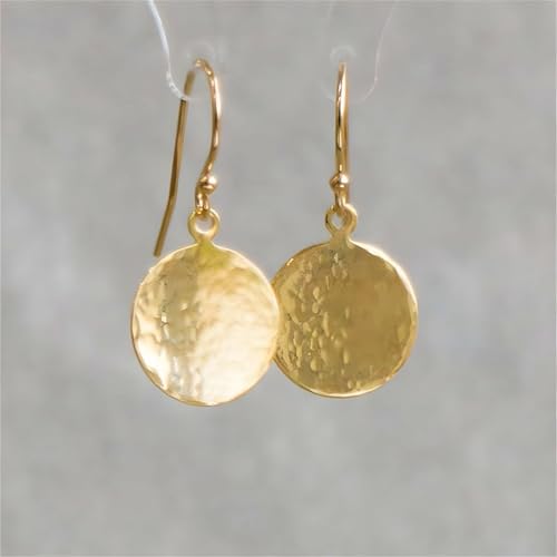 Gold Disc Dangle Earrings for Women Hammered Disc Earrings Silver Drop Earrings Fashion Minimalist Jewelry4