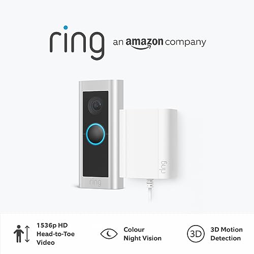 Ring Wired Video Doorbell Pro (Video Doorbell Pro 2) + Plug-In Ad...