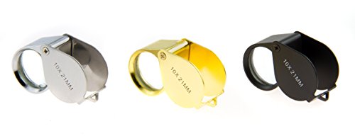 SE 3-Piece Set of 10x 21 mm Black/Gold/Silver Jeweler's Loupes - MJ381121S