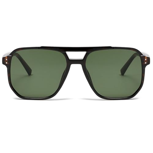 Long Keeper Retro Square Pilot Sunglasses Women Men 70s Double Bridge Aviation Square Sun Glasses Trendy Vintage Shades UV4002