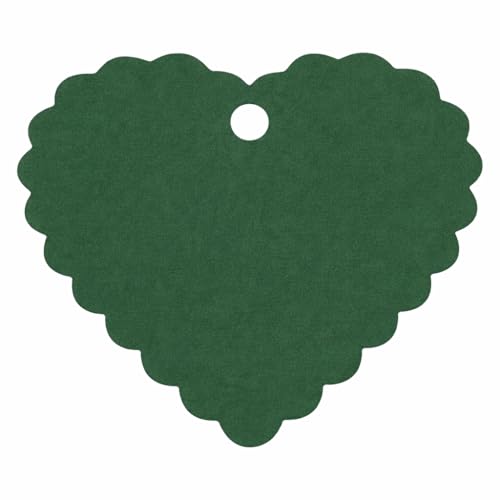 Image of CVANU (50-PCS) Decorative Heart Shape Color Paper Tags & Finish Cut Hole for Hanging with Jute Rope for Gift & DIY Crafts| Message Note| Labeling & Writable (2.16x2.36inch) Dark Green