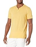 Lucky Brand Men's Short Sleeve Venice Burnout Notch Neck Tee, Mineral Yellow, Large