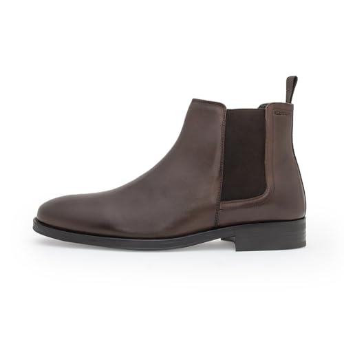 Image of Red Tape Men'S Boots Brown Leather Round Toe Elastic All-Day Comfort