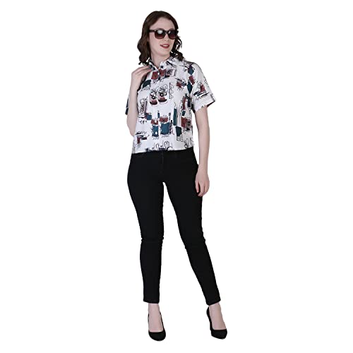 Image of Leriya Fashion Women's 2022 Fall Clothes Slub Rayon Trim Shirts Puff Sleeve Round Neck Casual Plain Tops Blouse