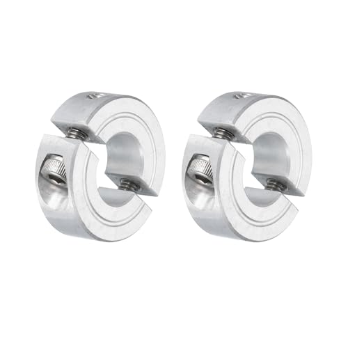 uxcell 2pcs Double Split Clamp-On Shaft Collar for 1/2" Shaft, Two-Piece Clamping Collar, 1-1/8" OD, 13/32" Thickness, Aluminum Alloy Set Screw Split Collar Clamp