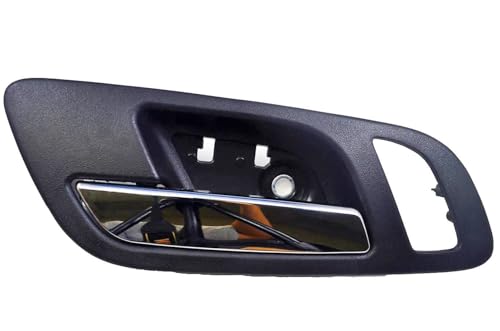 PT Auto Warehouse GM-2546MAFL2 - Inner Interior Inside Door Handle, Black (Ebony) Housing Chrome Lever - with Memory and Heated Seat Hole, Driver Side Front, Replaces 22855617, 15935951, 20794024