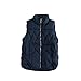 BoxJCNMU Tinta unita da donna senza maniche trapuntato stile coreano spesso caldo autunno inverno gilet tasche cappotto colletto alla coreana Navy Blue M