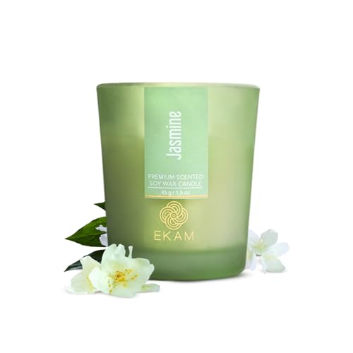 Image of EKAM Jasmine Votive Soy Wax Scented Candle, 40 Grams, 10 Hours Burn Time| Long Lasting Premium Candles | Ideal for Home Decor | Gifting & Aromatherapy