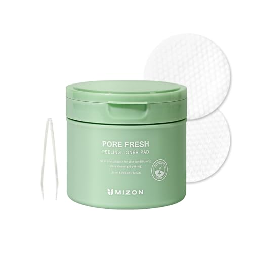 [Mizon] Almohadillas tónicas exfoliantes Pore Fresh (60 piezas) AHA, BHA, PHA, Calmante, Exfoliante, Tonificante, Reafirmante de poros, Toner Pad (Pore Fresh Peeling Toner Pad)
