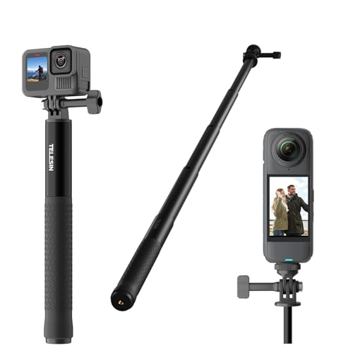 TELESIN 35 Extension Selfie Stick for GoPro Portable Vlog Selfie Stick Handle Monopod Pole for GoPro Hero 13 12/Insta360/DJI Osmo Nano Action 6 5 4 Pocket/AKASO/Xtra Muse Action Camera Accessories