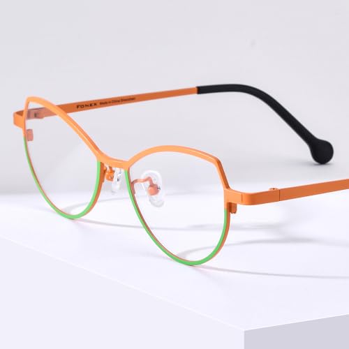 Image of FONEX Colorful Pure Titanium Glasses Frame Women Retro Round Eyeglasses