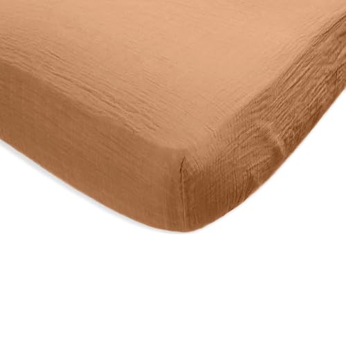 Image of SwaddleDesigns Softest Cotton Muslin Fitted Crib Sheet, Toddler Sheet for Boys & Girls, Fits Standard Crib Mattress (28 x 52 inches), Butterum