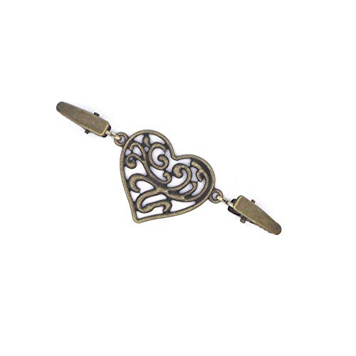 Culturemart Vintage Brooches Women Heart Shaped Cardigan Clip Shawl Clips Sweater Shawl Scarves Fashion Brooches Alloy Clips Female