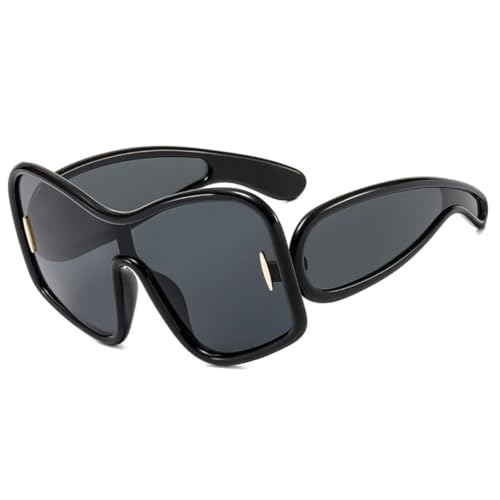 Lunettes de soleil UV400 surdimensionnées style punk avec rivets