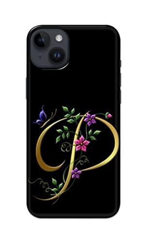 Image of Printed Hard Back Cover Case for Apple iPhone 14 Back Cover (Alphabet P) -1803